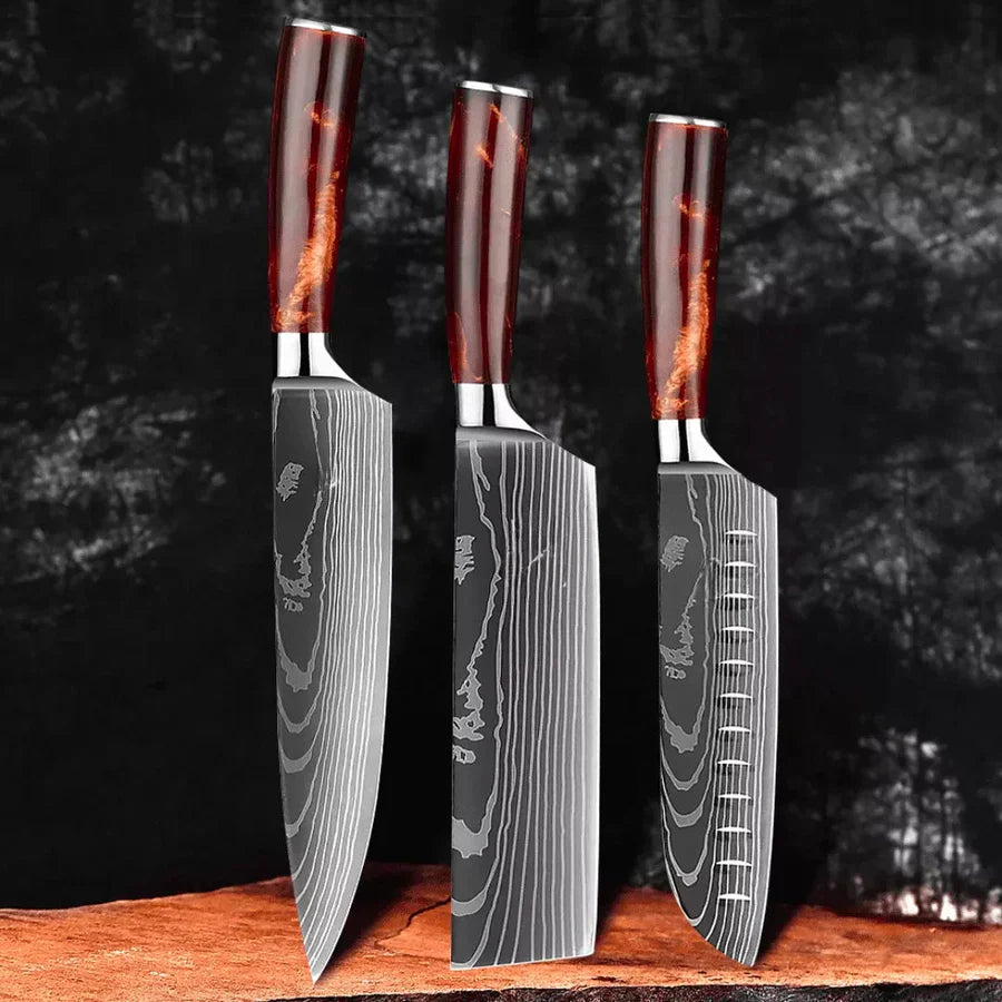 PRECISION PRO FIRE SERIES: 3-PIECE CHEF KNIFE SET