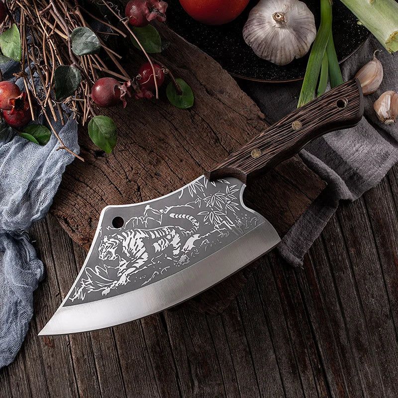 Professional Knife and Hand-Forged Cleaver Combo + 2 Sheaths • King Combo by BRAVUS