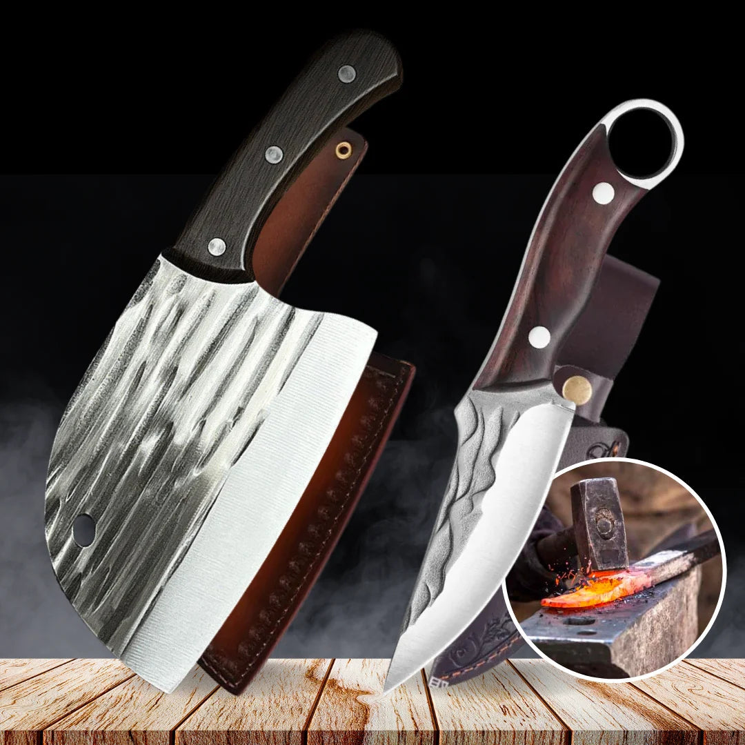 Professional Knife and Cleaver Combo + 2 Sheaths • Master Combo by BRAVUS