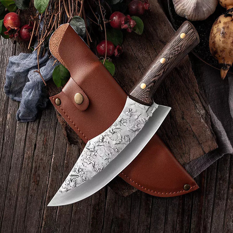 Professional Knife and Hand-Forged Cleaver Combo + 2 Sheaths • King Combo by BRAVUS