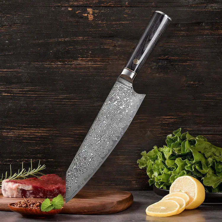 Damascus Steel Chef Knife • Darkness by Bravus Blades