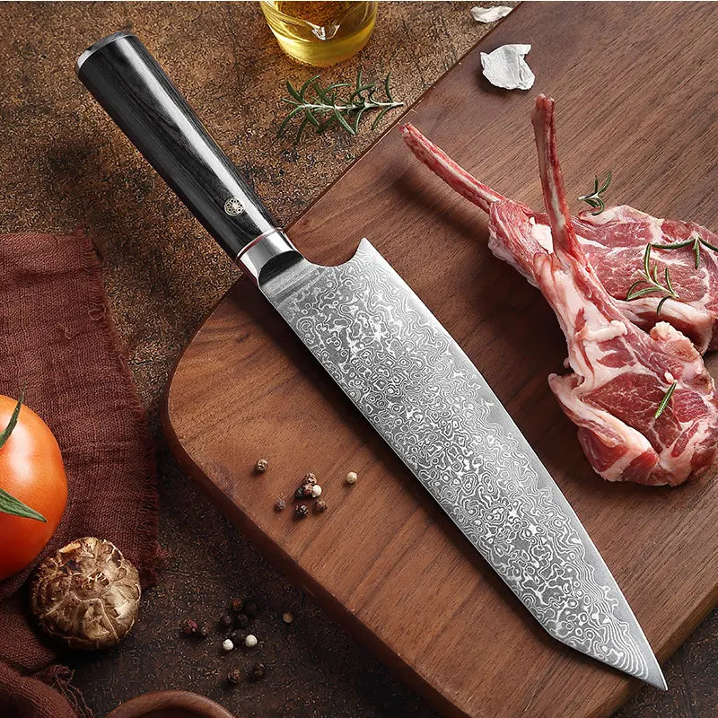 Couteau de chef en acier de Damas • Darkness par Bravus Blades 