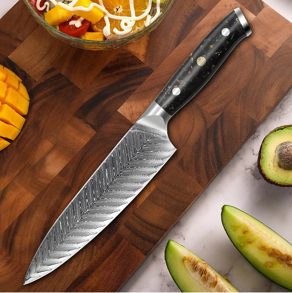 Damascus Steel Hand Forged Chef Knife • Nero by Bravus Blades